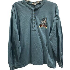 Vtg Looney Tunes T-Shirt Long Sleeve Bugs Bunny Safari Embroidered 90s Mens M